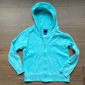 Nike Full Zip Turquoise Hooded Sweatshirt Kids Size Medium